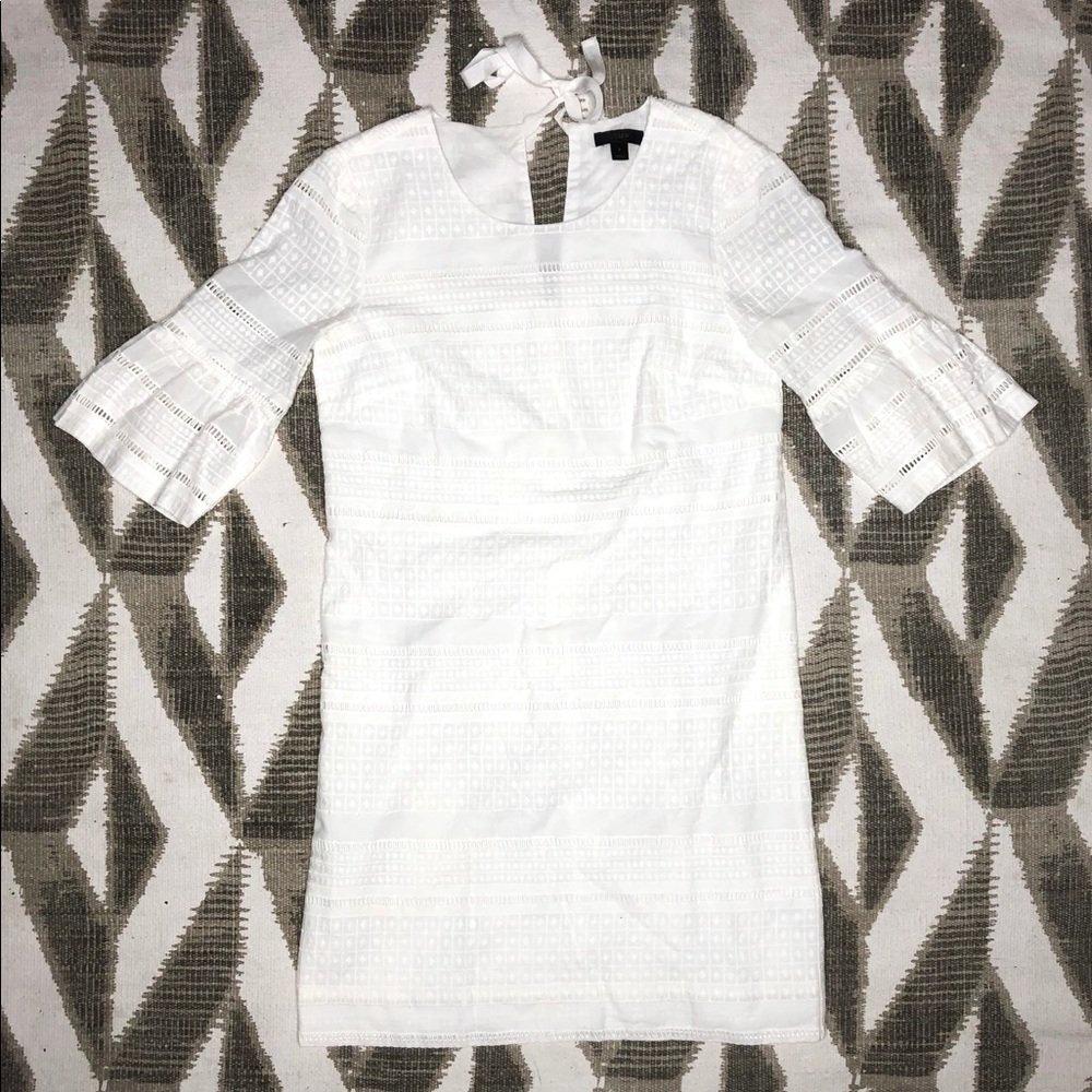 J. Crew Eyelet Flutter Sleeve Shift Dress White
